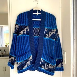 NWT Free People Time Again Knit Blue Cardigan